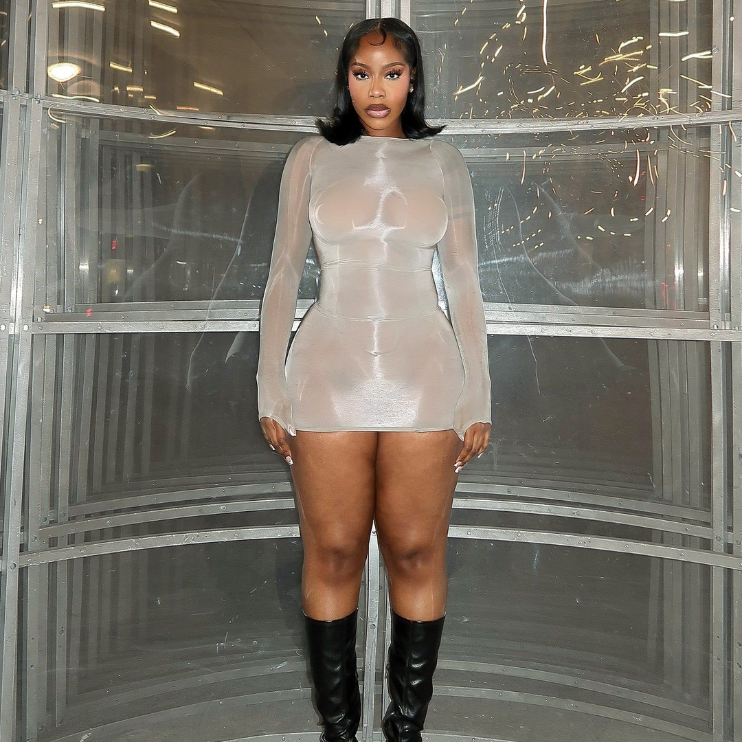 Glossy Sheer Bodystocking Dress