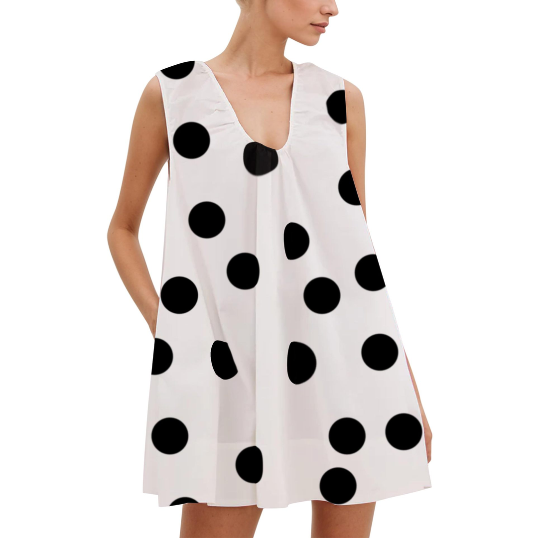Sleeveless U-Neck Mini Dress with Pockets