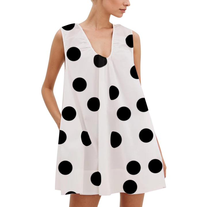 Sleeveless U-Neck Mini Dress with Pockets