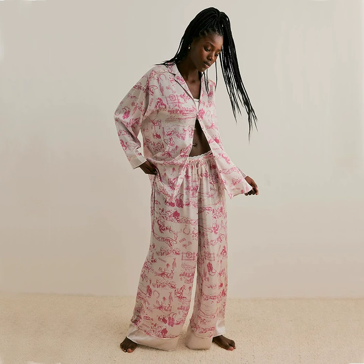 Floral satin loungewear set