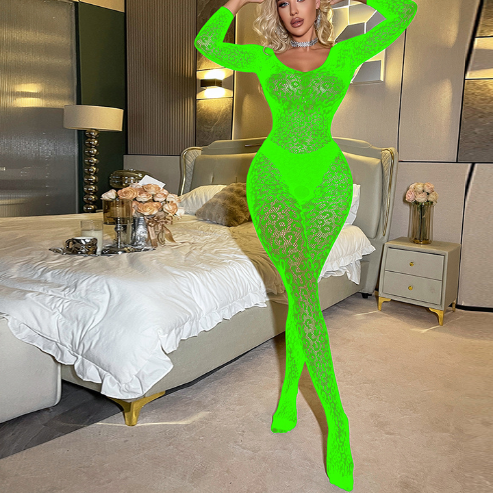 Women’s Off-Shoulder Lace Bodystocking – Sheer Design