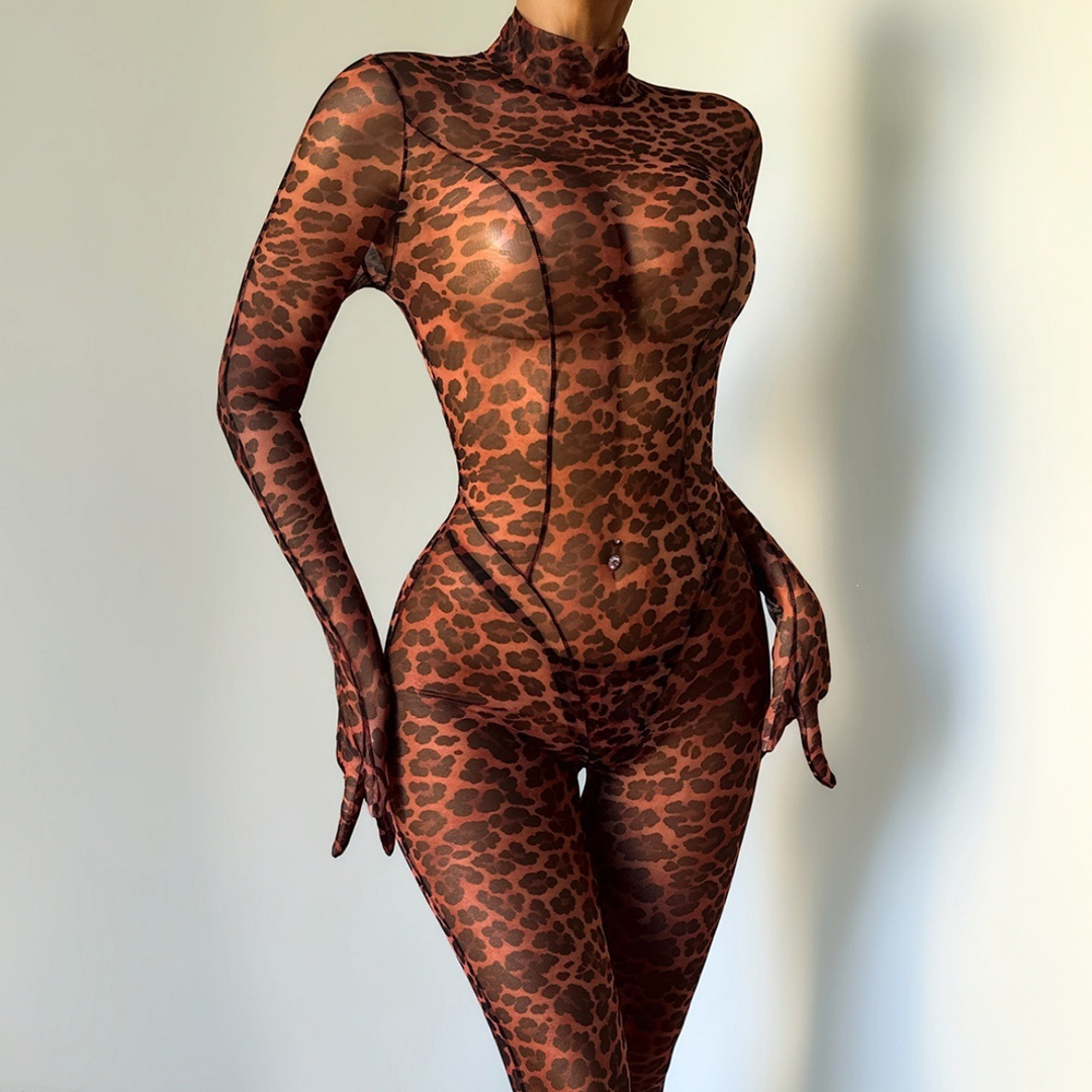Women’s Sheer Leopard Jumpsuit