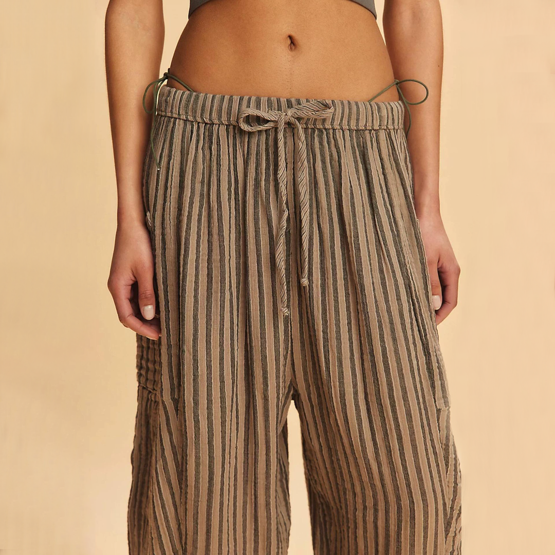 Relaxed Striped Cropped Straight Leg Pants