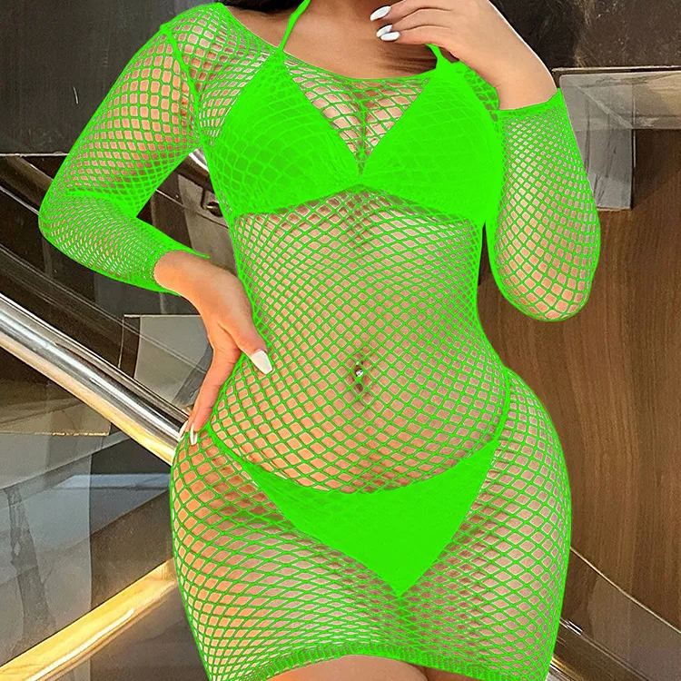 Long Sleeve Hip Skirt Backless Bodysuit
