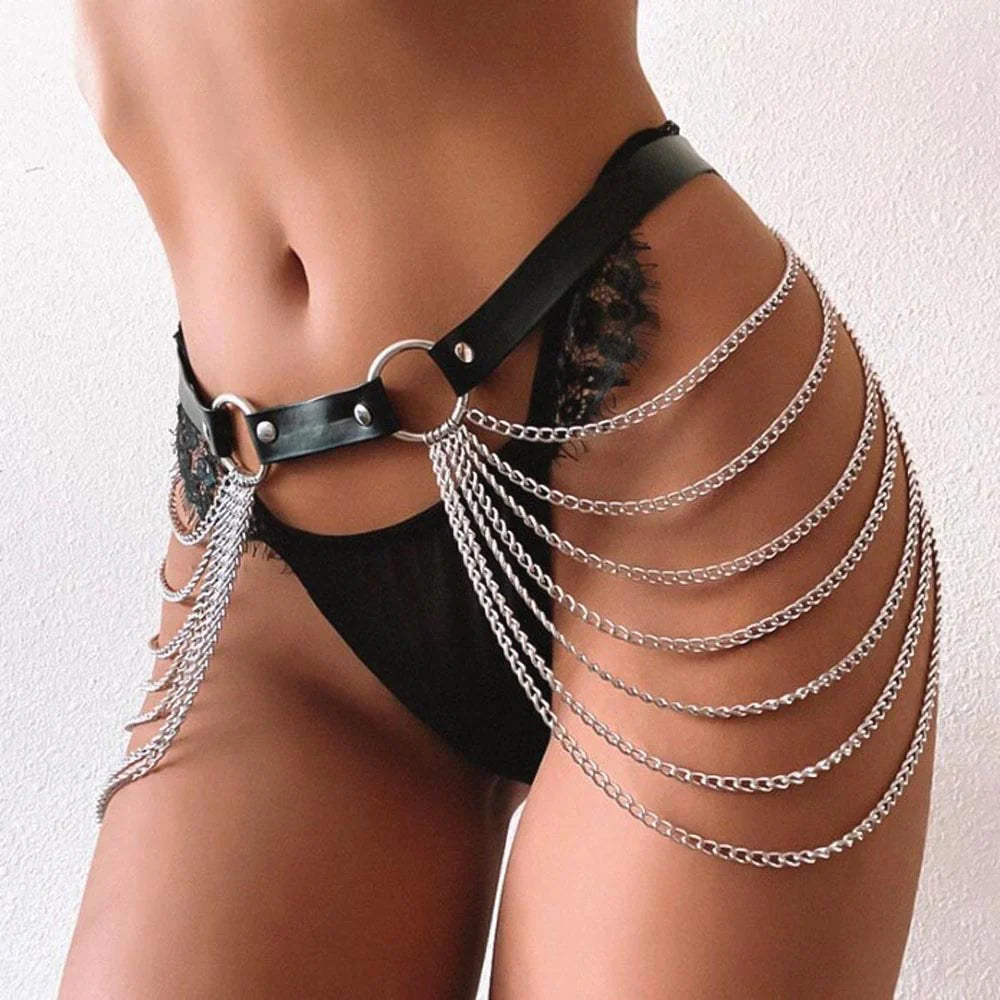 Sexy chain sexy leather waist chain garter body chain belt