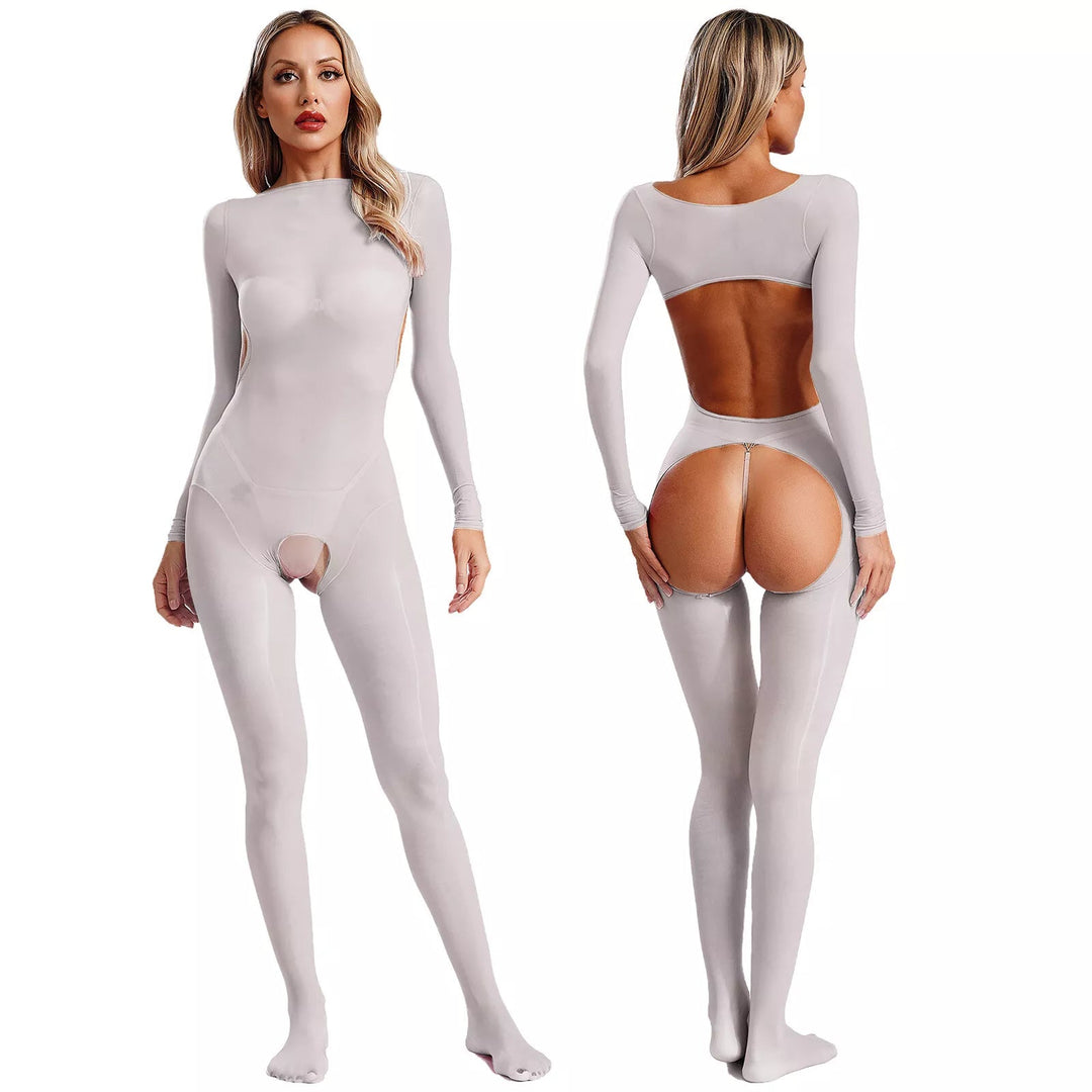 Sexy shiny stockings bodysuit