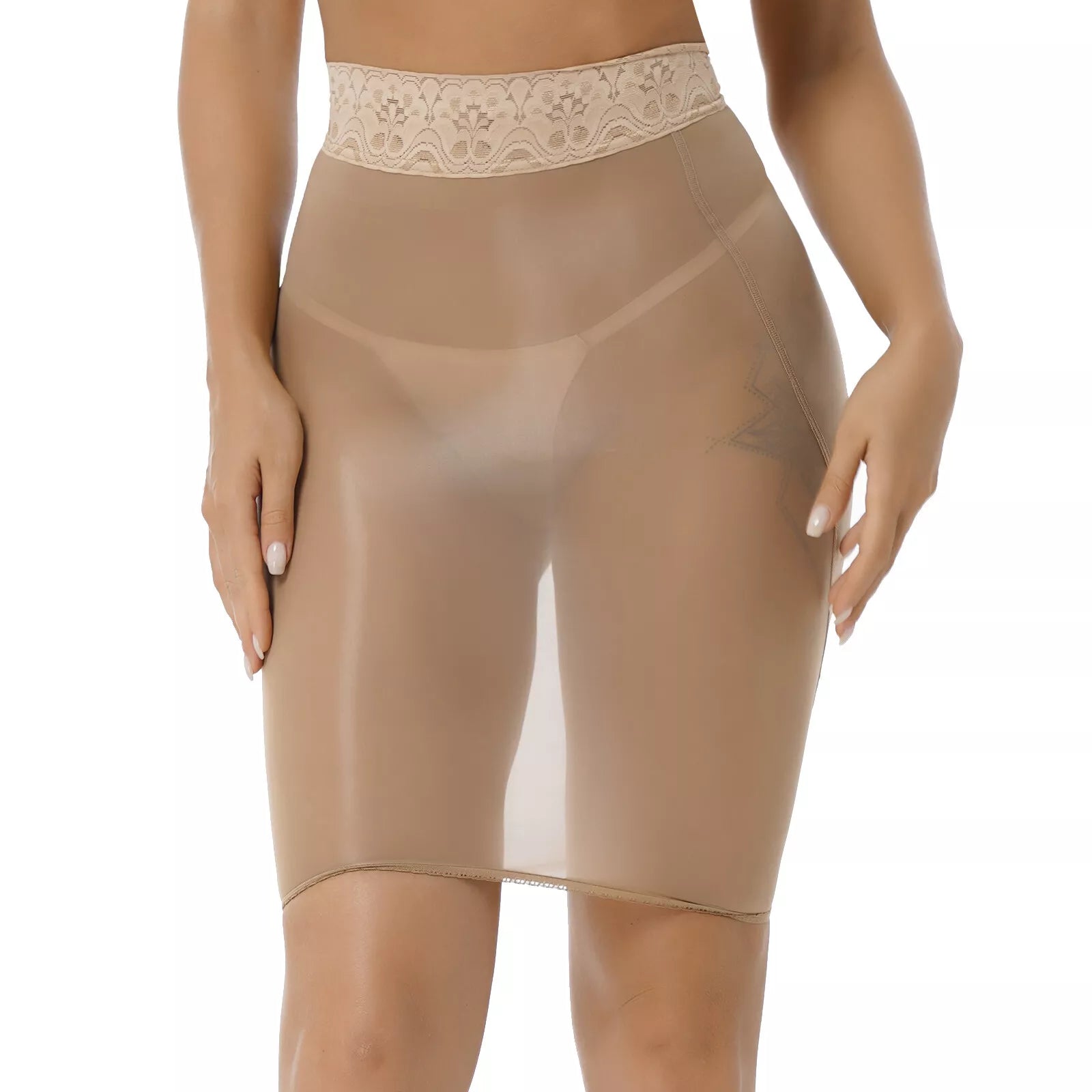 Lace glossy hip skirt