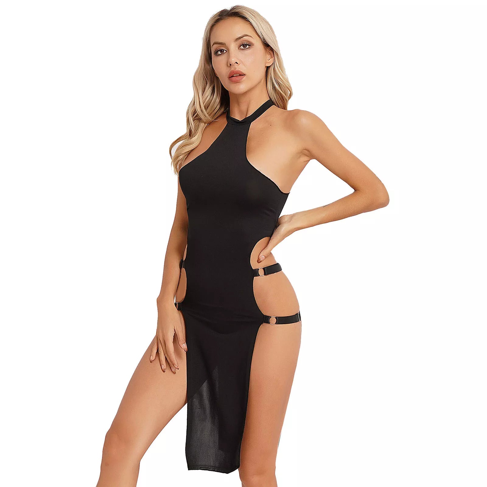 Sexy high slit sleeveless tight dress