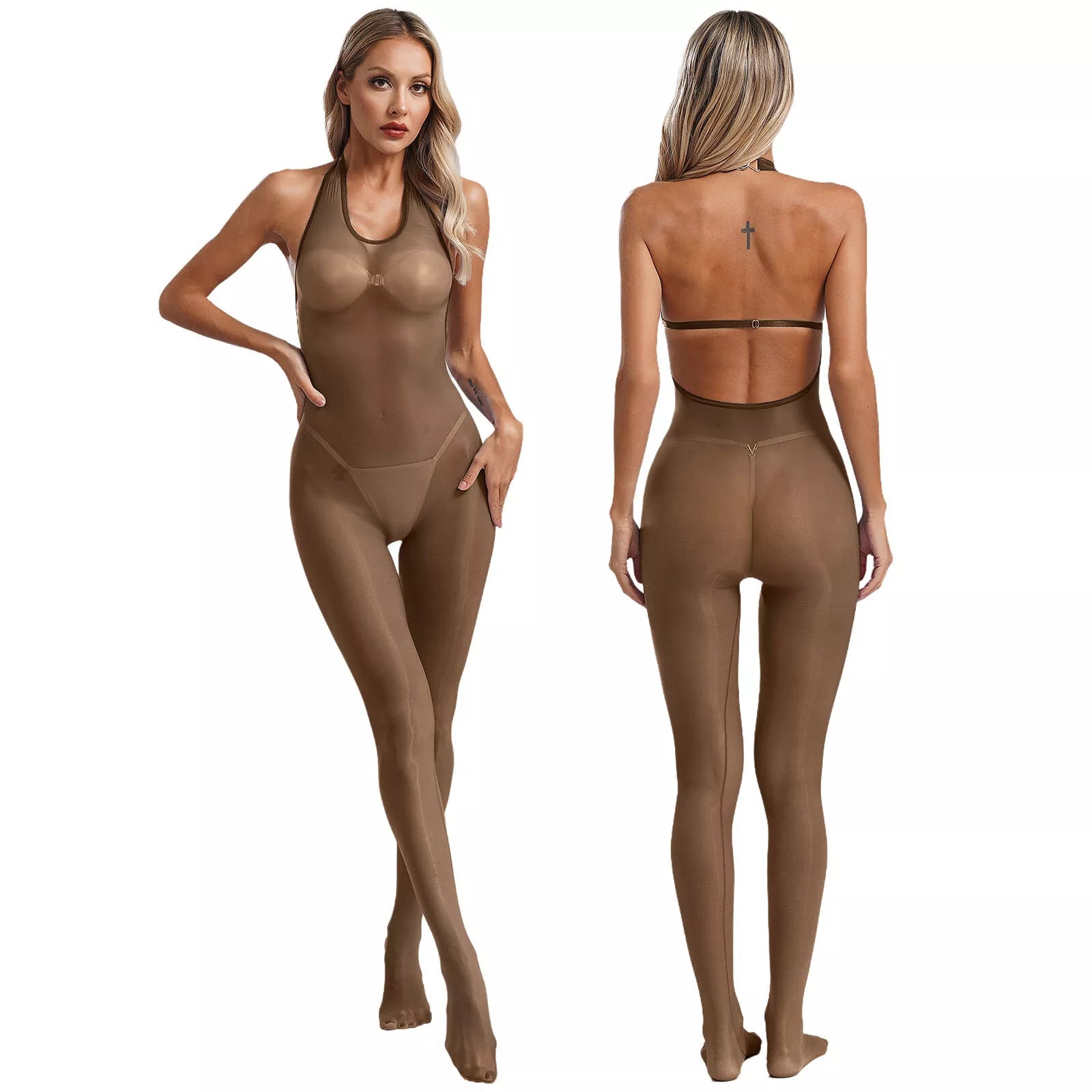 6D Super Shiny Temptation Backless Jumpsuit