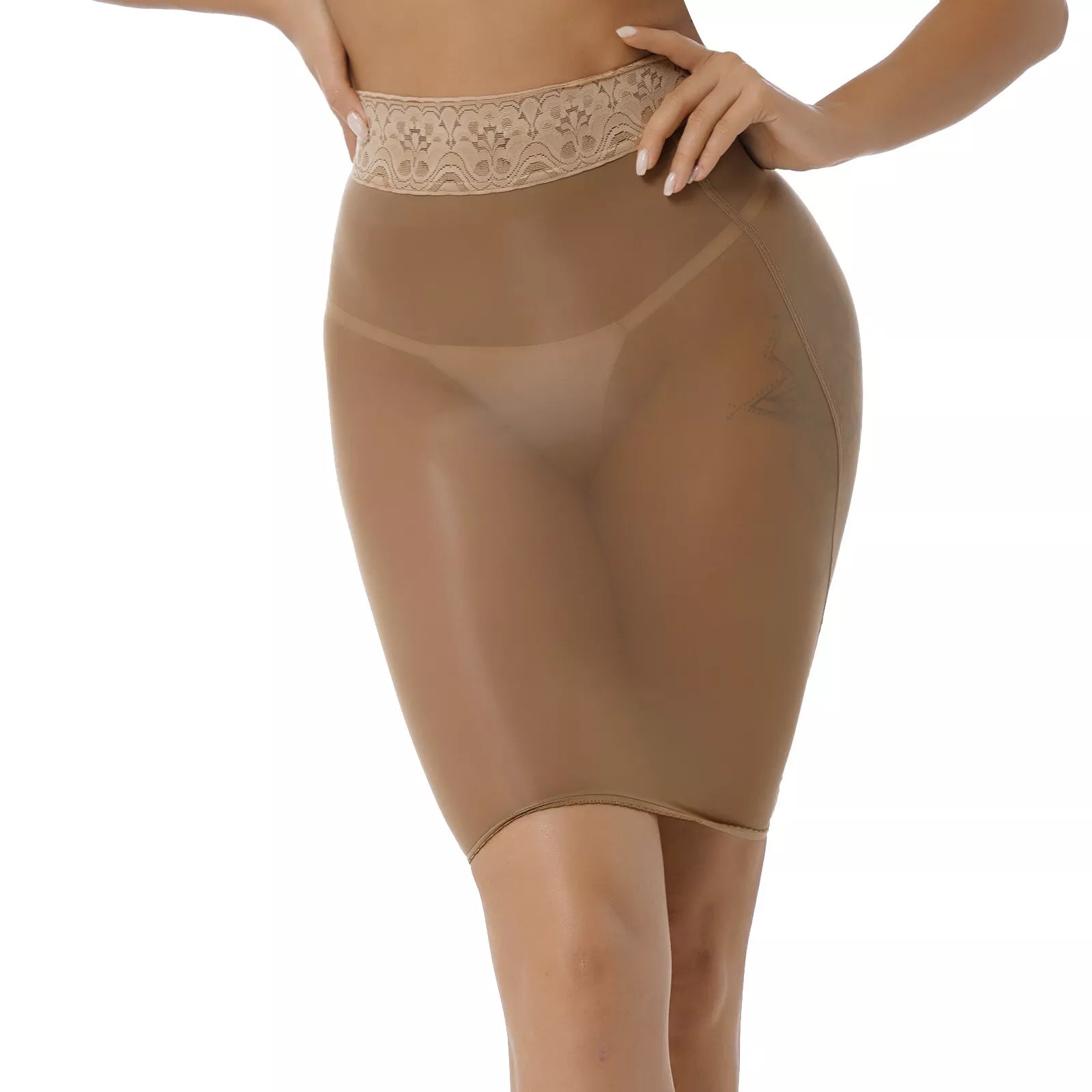 Lace glossy hip skirt