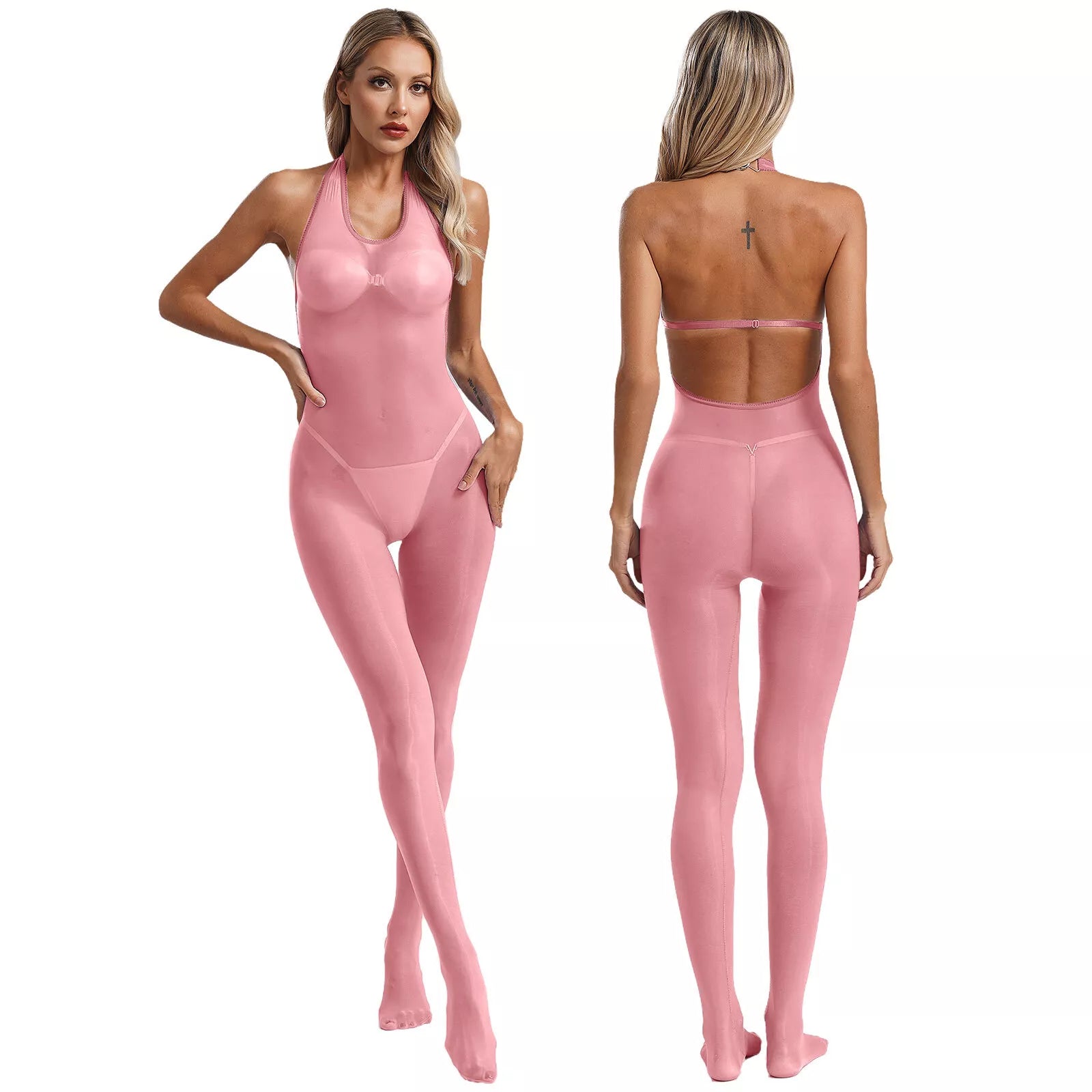 6D Super Shiny Temptation Backless Jumpsuit